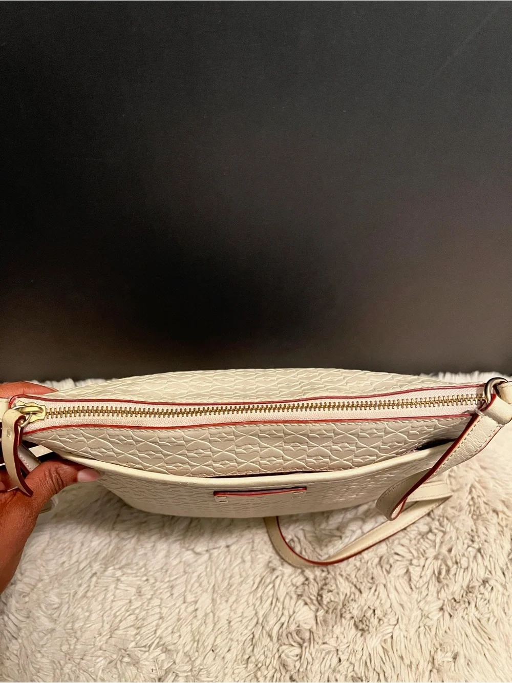 kate spade New York Penn Place Keisha Cream Embossed Leather Crossbody Bag